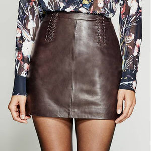 GUESS Marciano Brown Leather High Waist Skirt